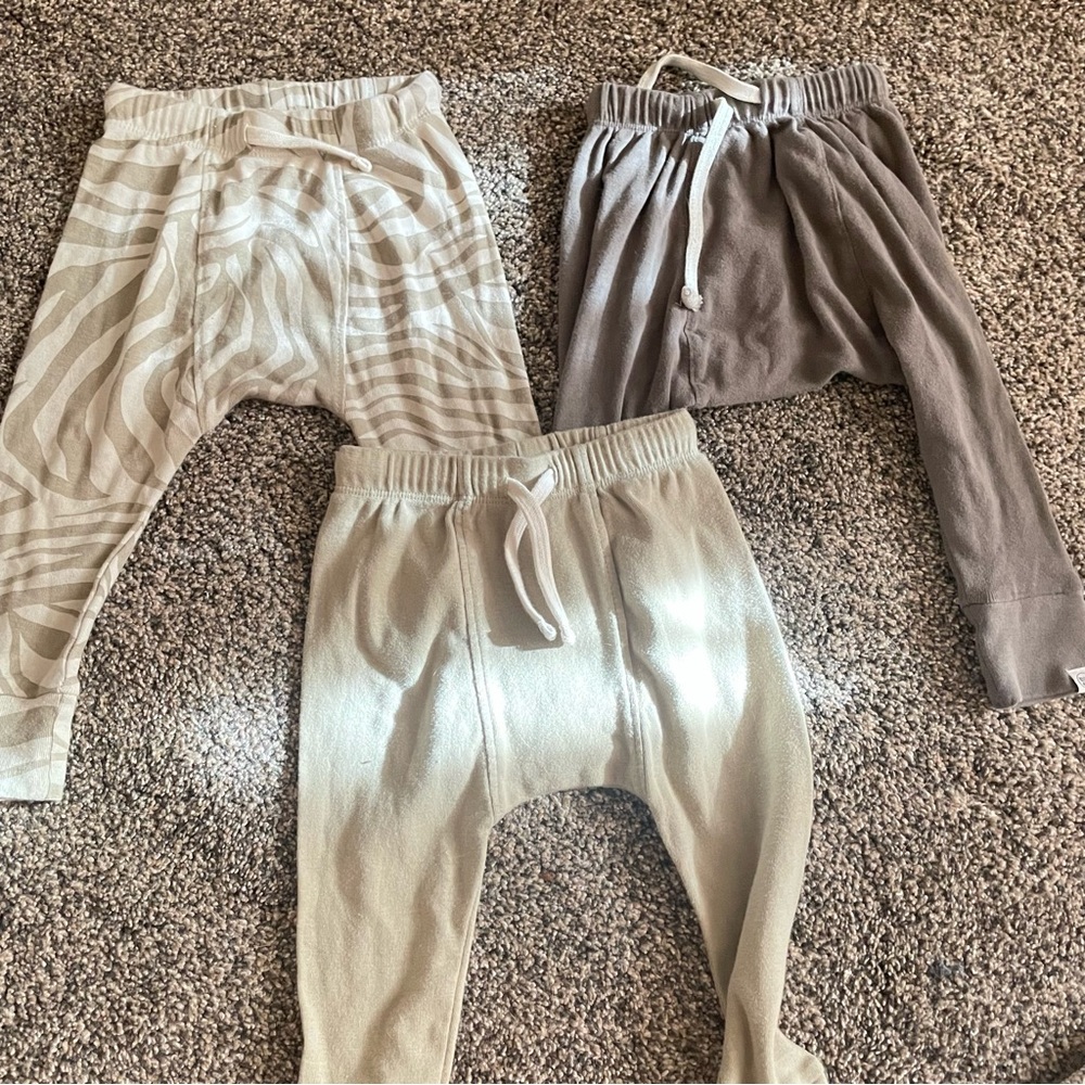 Honest Kids Organic Cotton Harem Pants Joggers 12 Months Lot of 3